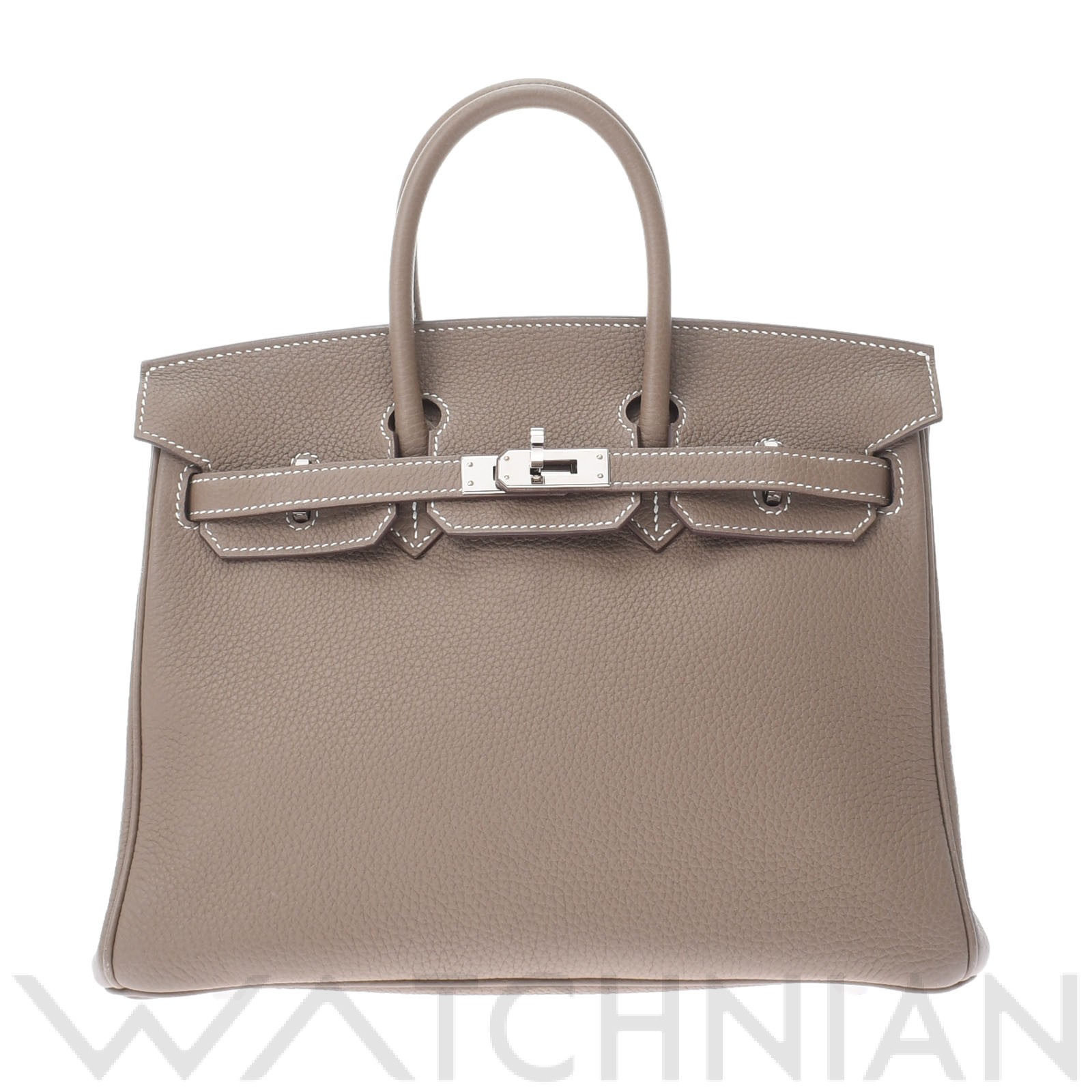 バーキン 25 エトゥープ/パラジウム金具 トゴ HERMES エルメス レディース 【中古】
