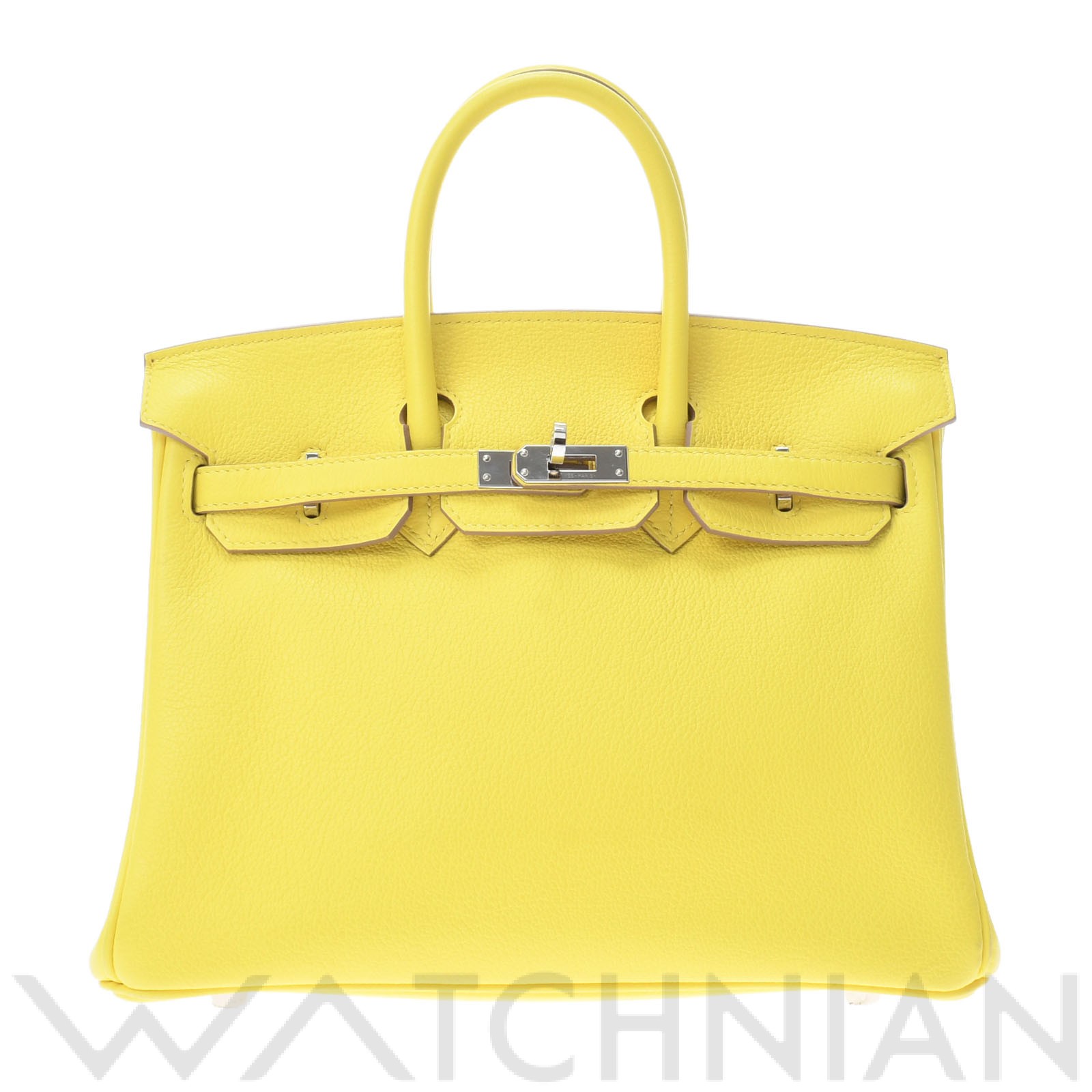 バーキン 25 ヴェルソ ライム/ブルーブルーエ/パラジウム金具 トリヨンノヴィーヨ HERMES エルメス レディース 【中古】