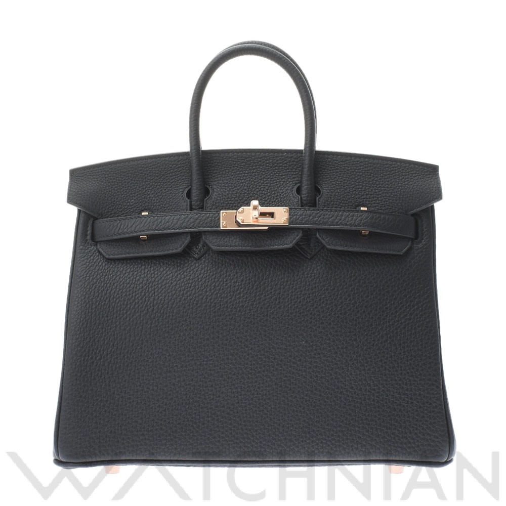 バーキン 25 ブラック/ローズゴールド金具 トゴ HERMES エルメス レディース 【新品】