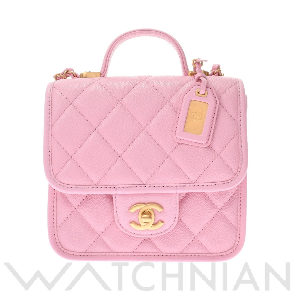 スモール トップハンドル フラップバッグ ピンク/ゴールド金具 AS3652 グレインドカーフスキン CHANEL シャネル レディース 【新品】