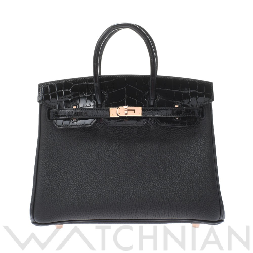 バーキン 25 ブラック/ローズゴールド金具 トゴ/ニロティカス HERMES エルメス レディース 【新品】