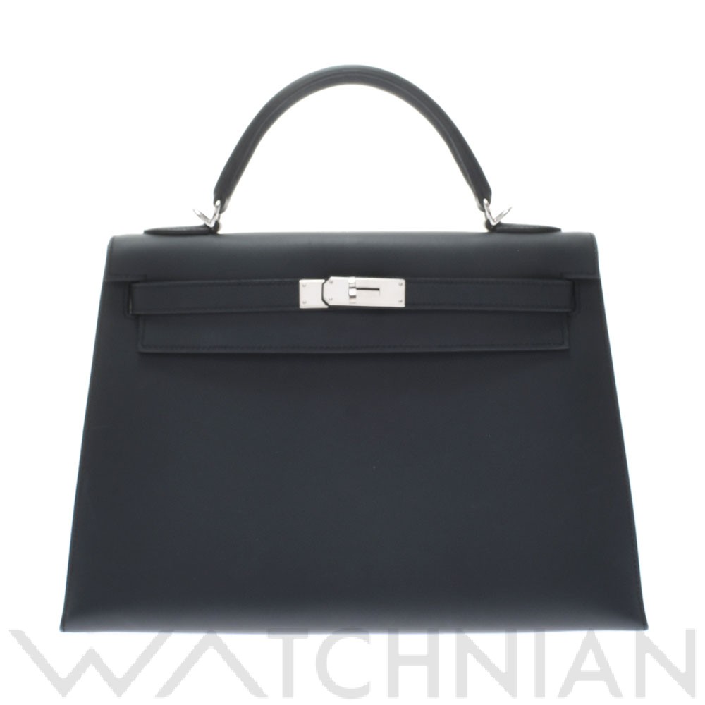 ケリー 32 外縫い アマゾン 2WAY　 ブルーインディゴ/パラジウム金具 ソンブレロ HERMES エルメス レディース 【中古】
