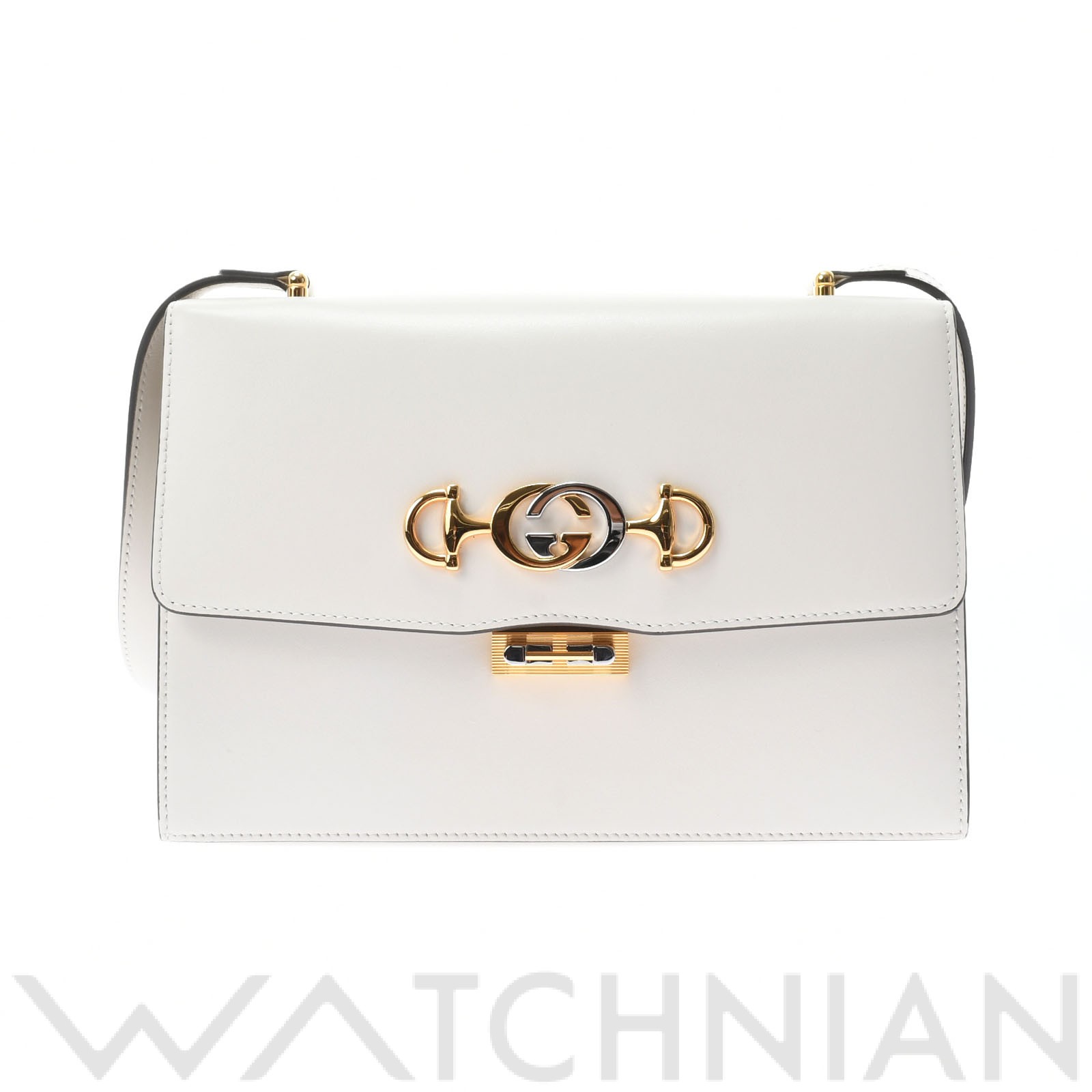 ズゥミ スモールショルダー ホワイト/ゴールド金具 576388 622011 レザー GUCCI グッチ ユニセックス 【中古】