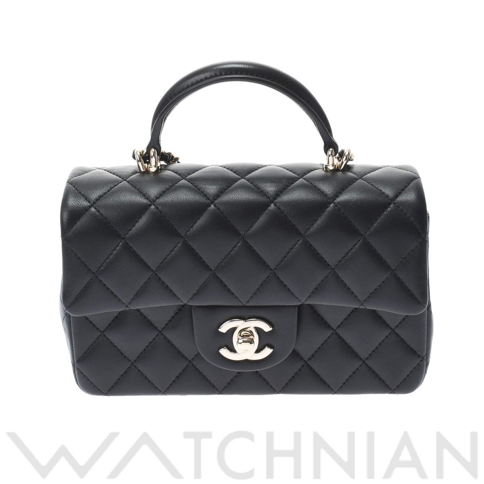 シャネル / CHANEL トップハンドル ミニフラップバッグ ブラック AS2431 ラムスキン レディース バッグ 【未使用】【bag】