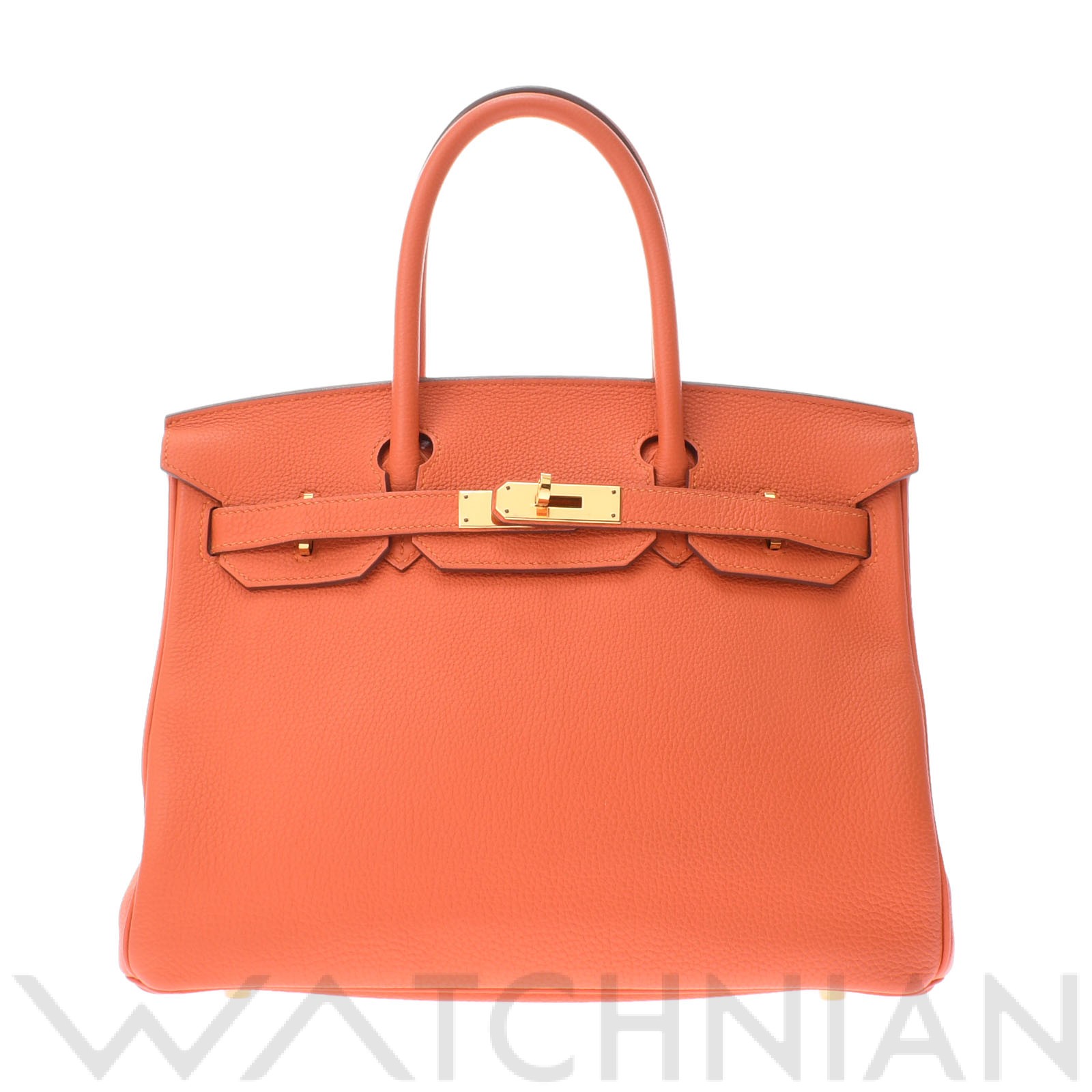 バーキン30 オレンジポピー/ゴールド金具 トゴ HERMES エルメス レディース 【中古】