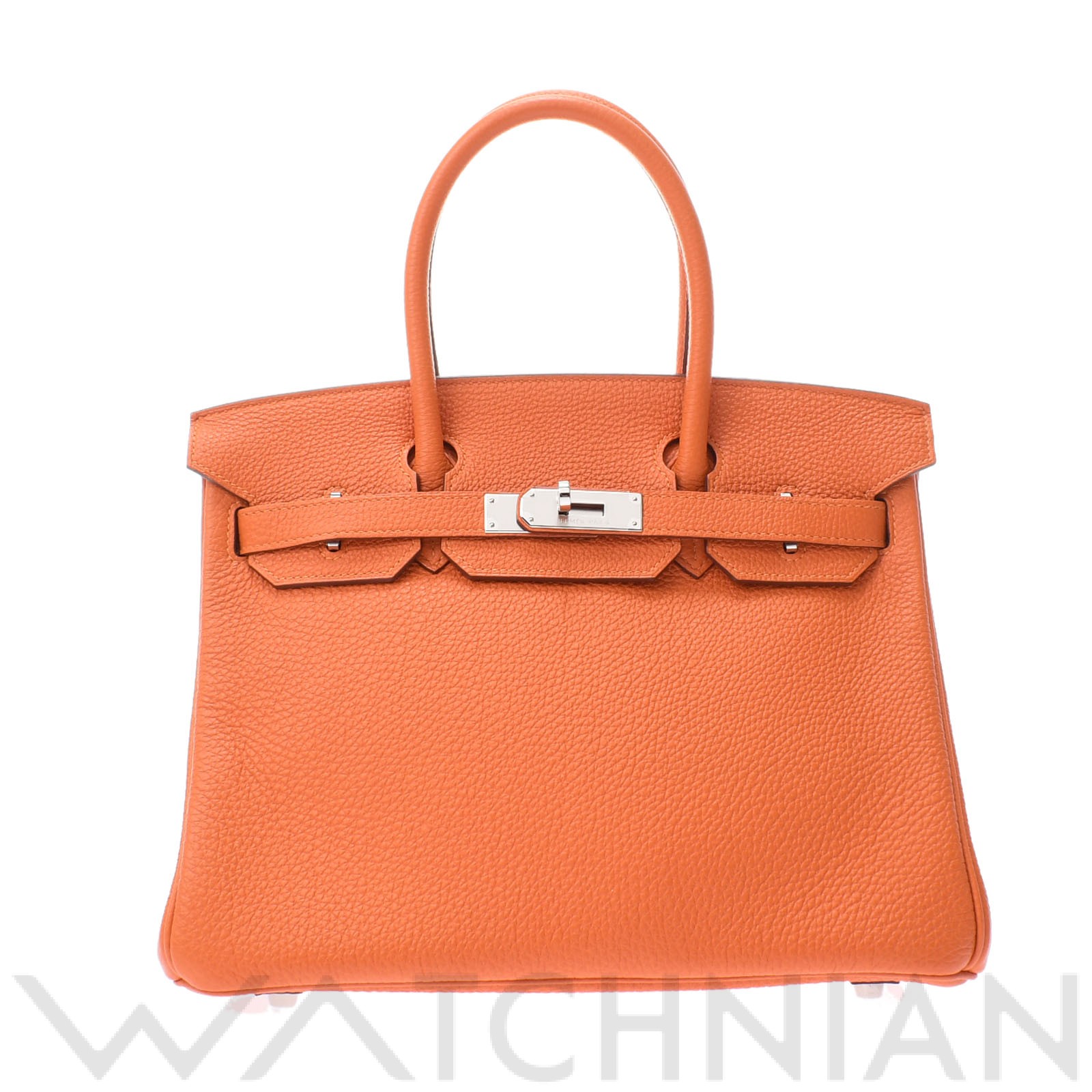 バーキン30 オレンジ/パラジウム金具 トゴ HERMES エルメス レディース 【中古】