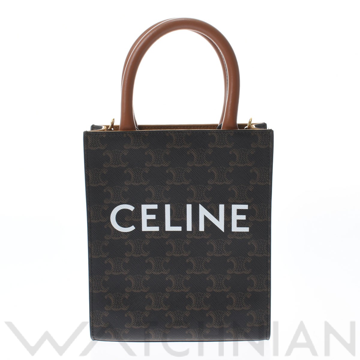 ミニ バーティカルカバ タン 194372BZK トリオンフキャンバス/カーフスキン CELINE セリーヌ レディース 【中古】