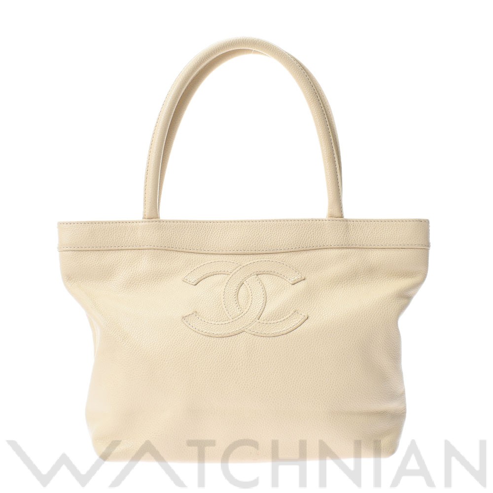 ハンドバッグ ベージュ レザー CHANEL シャネル レディース 【中古