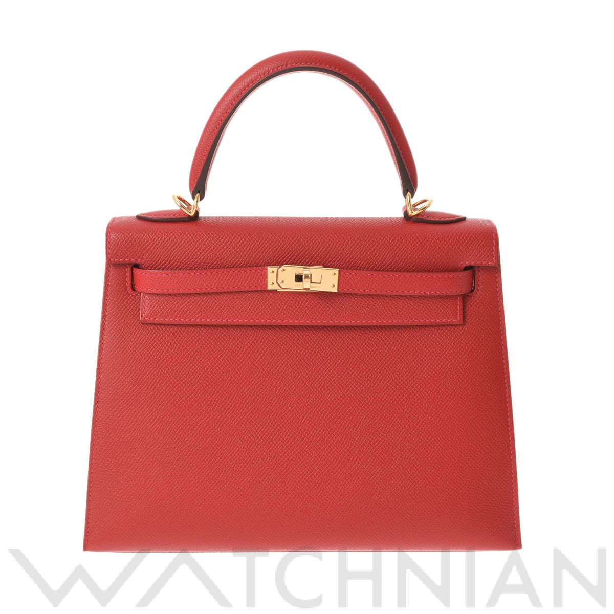 ケリー 25 外縫い ルージュカザック/ゴールド金具 ヴォーエプソン HERMES エルメス レディース 【中古】