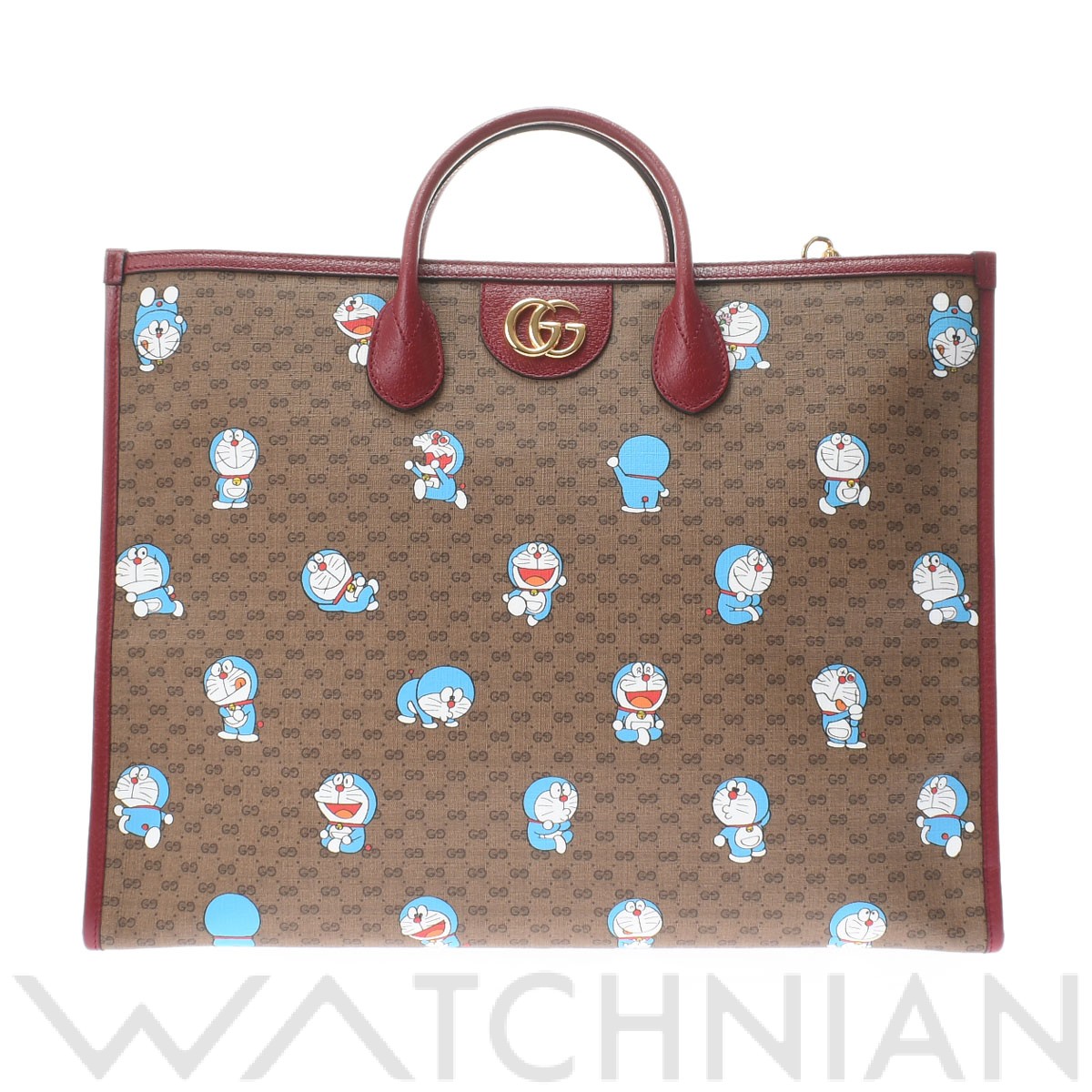 ミニGGスプリーム ドラえもんコラボ 2WAY ベージュ/レッド/ゴールド金具 653952 ミニGGスプリームキャンバス/レザー GUCCI グッチ  ユニセックス 【中古】