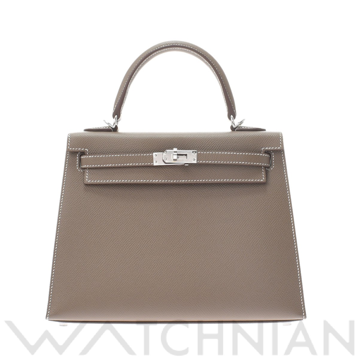 ケリー 25 外縫い 2WAY エトゥープ/パラジウム金具 ヴォーエプソン HERMES エルメス レディース 【中古】