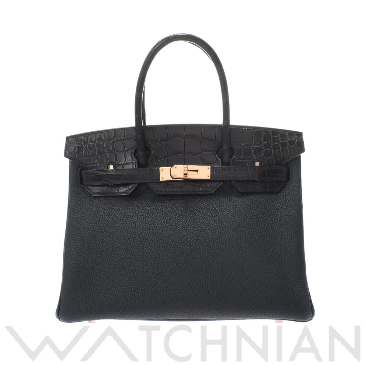 エルメス / HERMES バーキン 30 タッチ 黒/ローズゴールド金具 アリゲーターマット/トゴ レディース バッグ 【未使用】【bag】