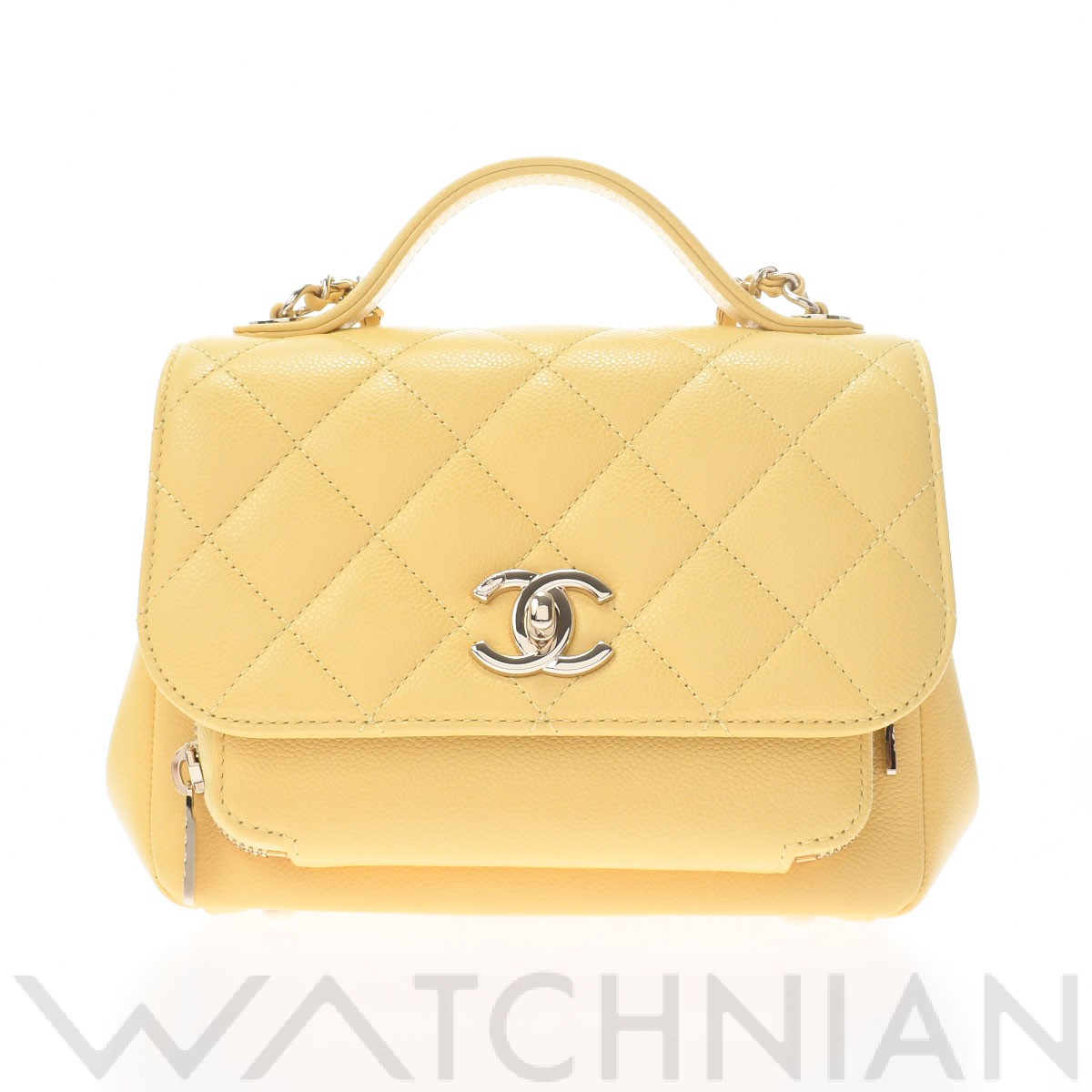 マトラッセ アフィニティ スモール イエロー A93749 グレインドカーフスキン CHANEL シャネル レディース 【中古】