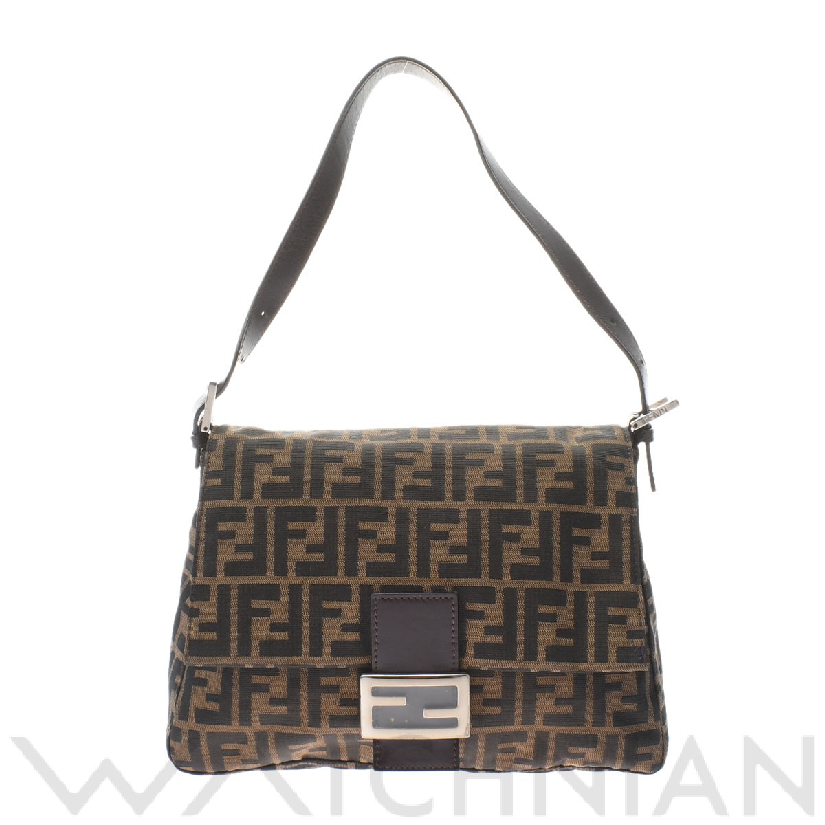 ズッカ柄 マンマバゲット ブラウン/シルバー金具 2321 26325 009 キャンバス/レザー FENDI フェンディ レディース 【中古】