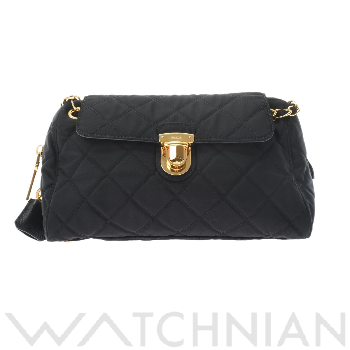 キルティング チェーン ブラック/ゴールド金具 BR4965 ナイロン PRADA  