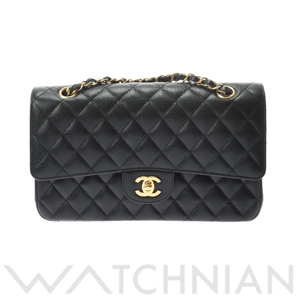 クラシックハンドバッグ 25cm ブラック/ゴールド金具 A01112 キャビアスキン CHANEL シャネル レディース 【中古】