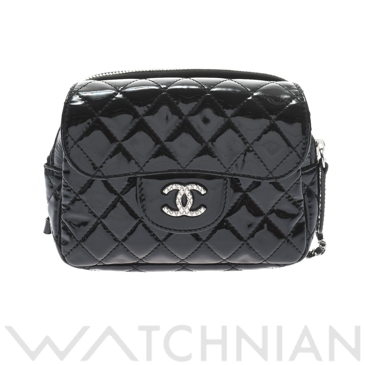 チェーンポシェット ブラック/シルバー金具 パテントカーフスキン CHANEL シャネル レディース 【中古】:  ブランドバッグ｜WATCHNIAN(ウォッチニアン)公式通販/旧一風騎士