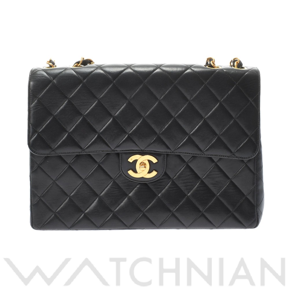 マトラッセ デカマトラッセ チェーンショルダー 30 ブラック/ゴールド金具 A04412 ラムスキン CHANEL シャネル レディース 【中古】
