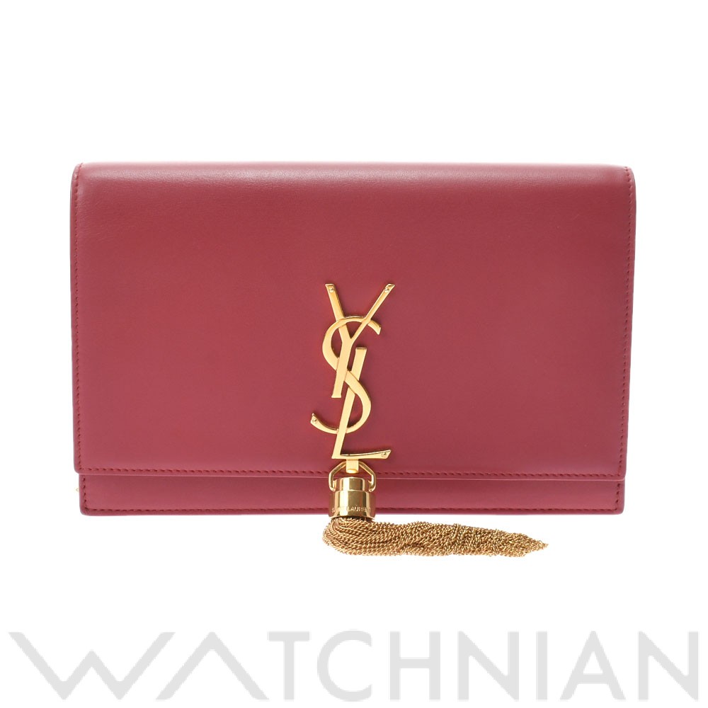 ケイト チェーンウォレット レッド/ゴールド金具 GUE452159 レザー YVES SAINT LAURENT イヴ サンローラン レディース  【中古】