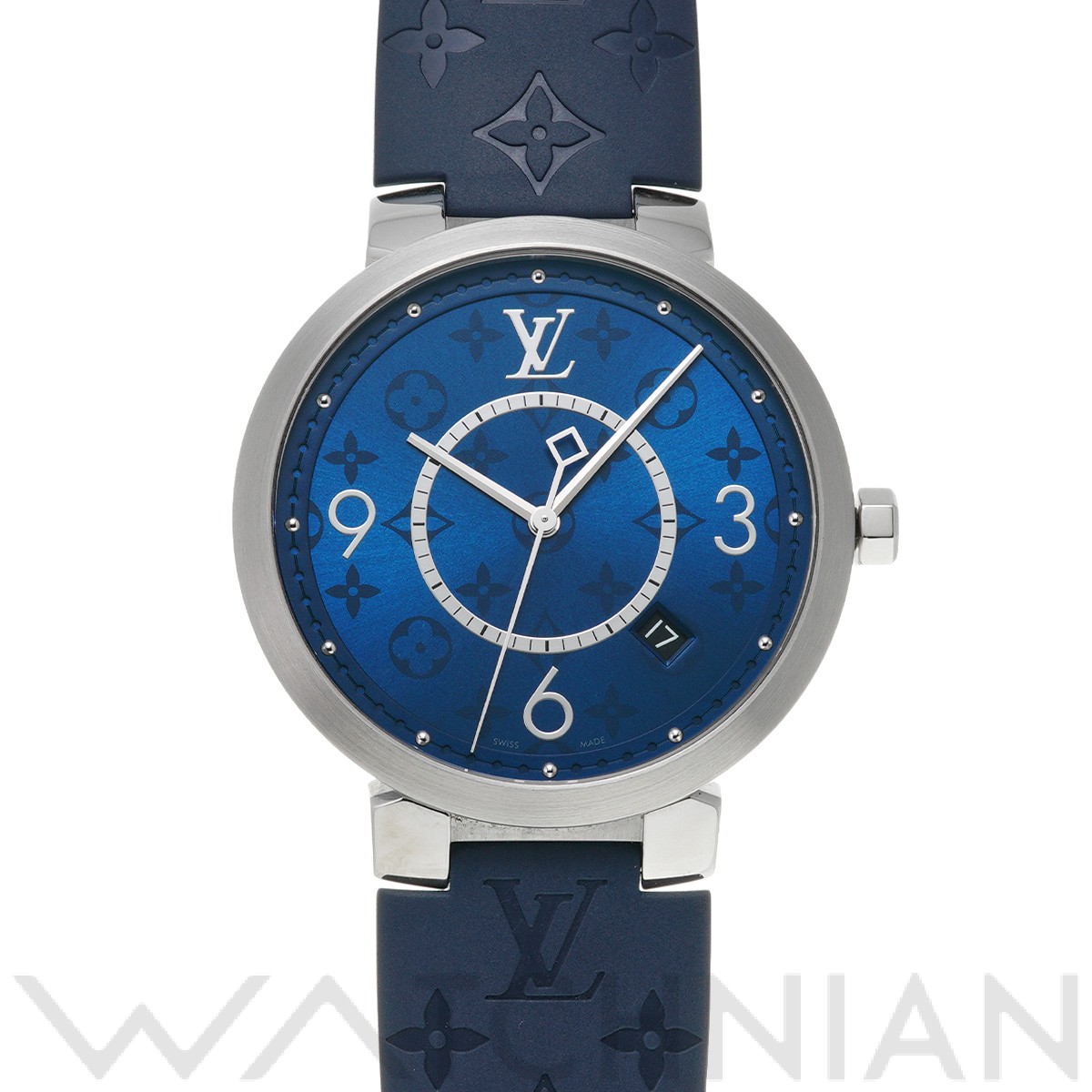 ルイ ヴィトン / LOUIS VUITTON タンブール スリム モノグラム QA150Z ブルー メンズ 時計 【中古】【wristwatch】