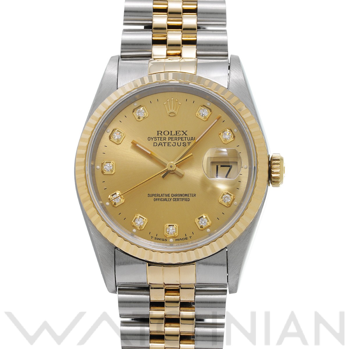 ロレックス デイトジャスト 16233G シャンパン/ダイヤモンド メンズ 時計 【中古】【wristwatch】