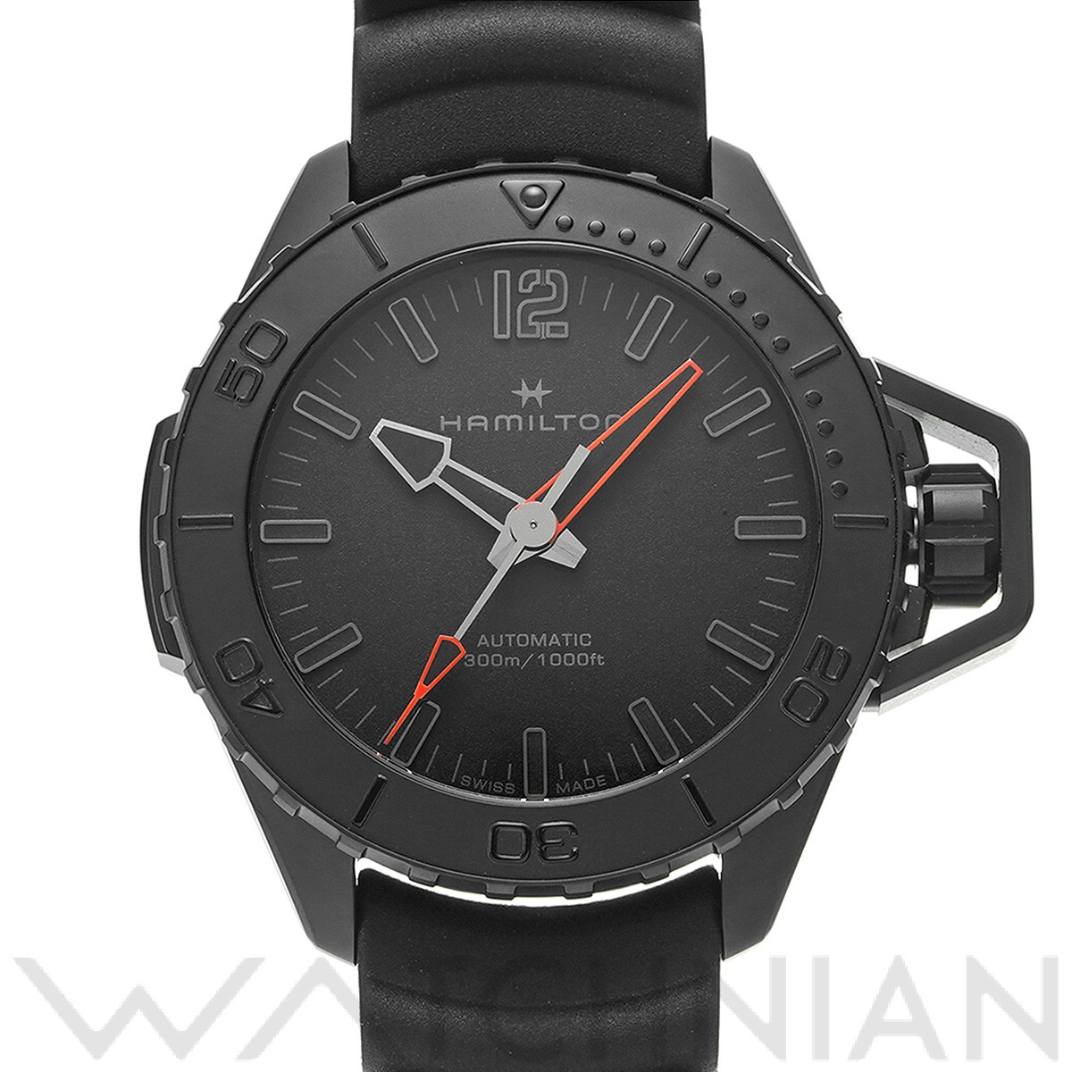 ハミルトン カーキ ネイビー オープンウォーター オート H77845330 ブラック メンズ 時計 【中古】【wristwatch】