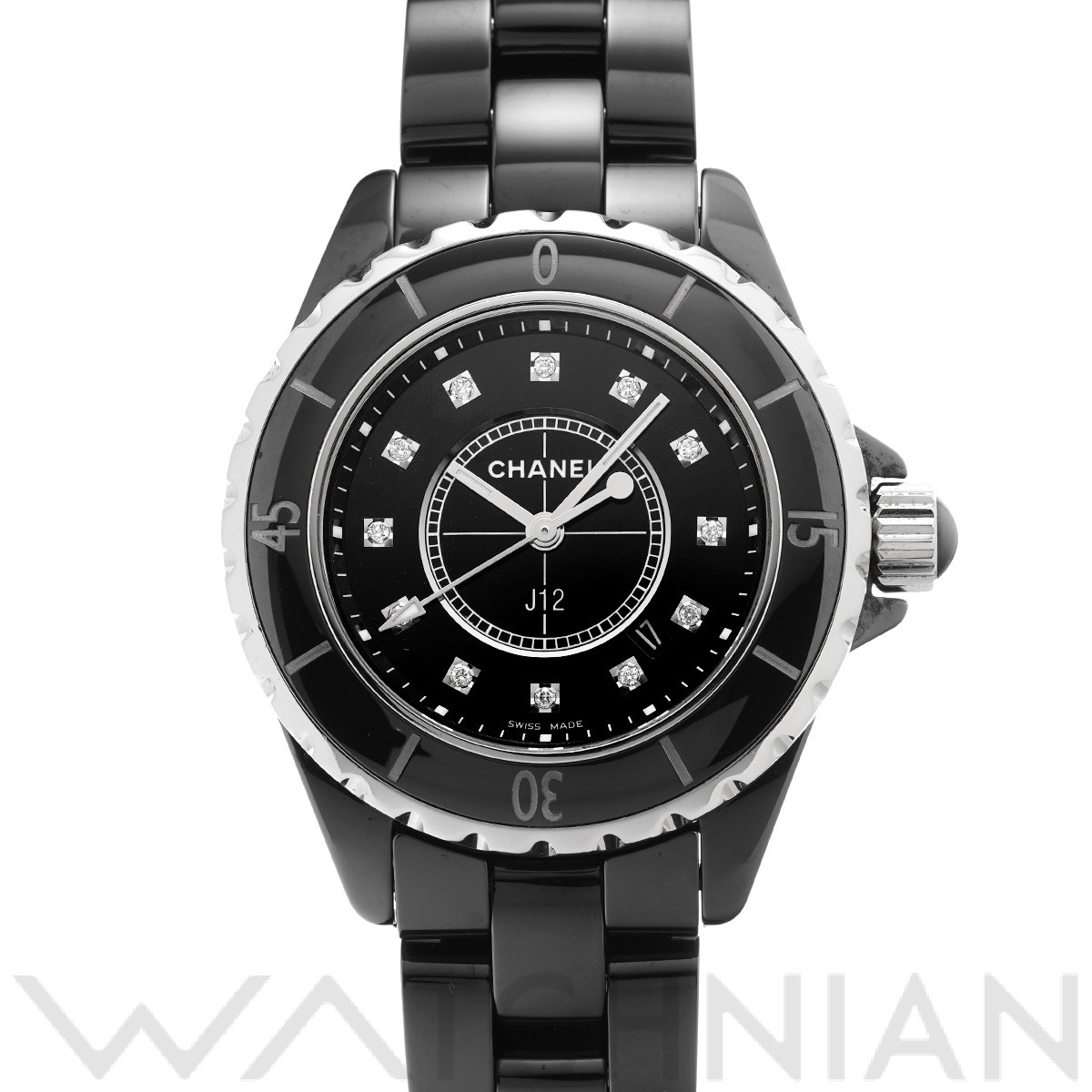 シャネル J12 33MM H1625 ブラック/ダイヤモンド レディース 時計 【中古】【wristwatch】