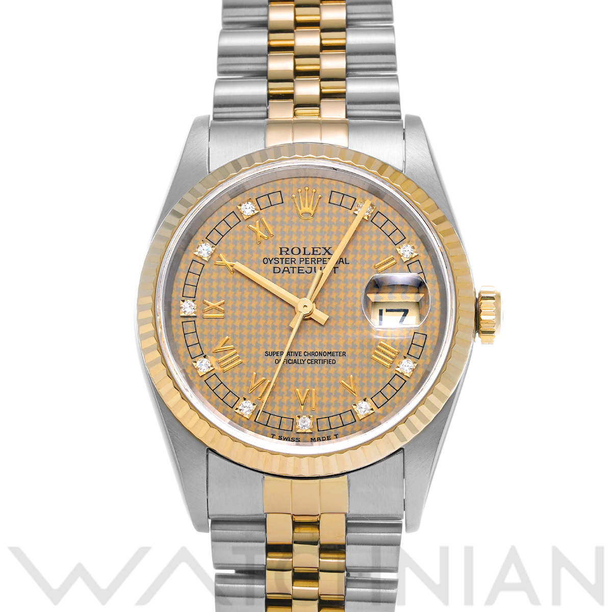 ロレックス デイトジャスト 16233G シャンパンハウンズトゥース/ダイヤモンド メンズ 時計 【中古】【wristwatch】