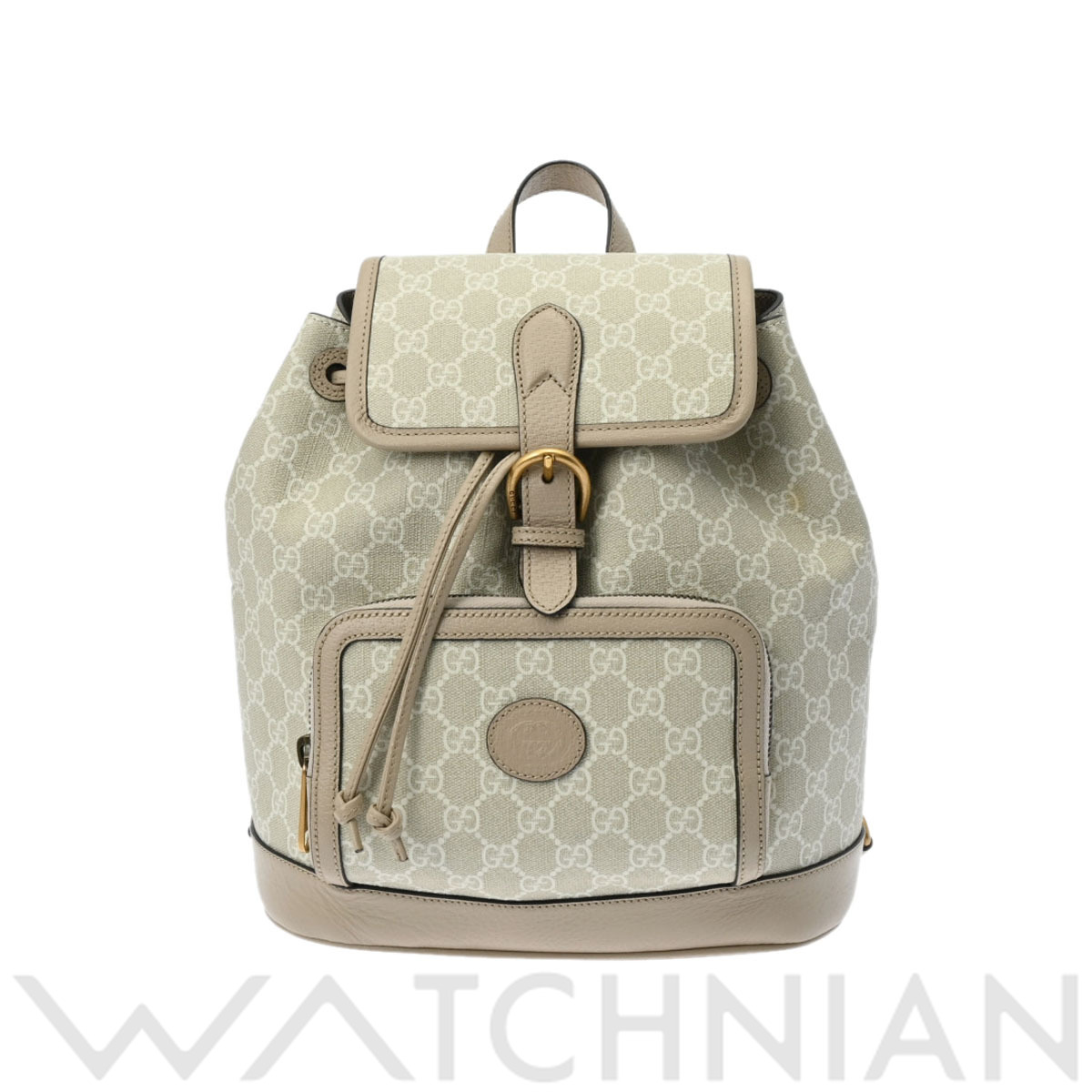 Gucci Backpack Interlocking G Beige 674147 GG Supreme Canvas Leather Ladies Bag Used bag Brand Bag WATCHNIAN WATCHNIAN Official Online Store Old Ippuukishi