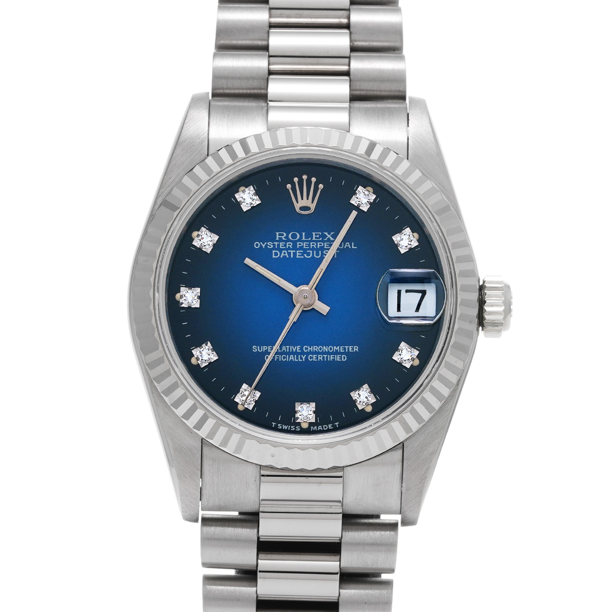 希少　海外販促品 新品 ROLEX デイトジャスト大型掛け時計　シルバー／ブルー 希少 海外販促品 新品 ROLEX デイトジャスト大型掛け時計