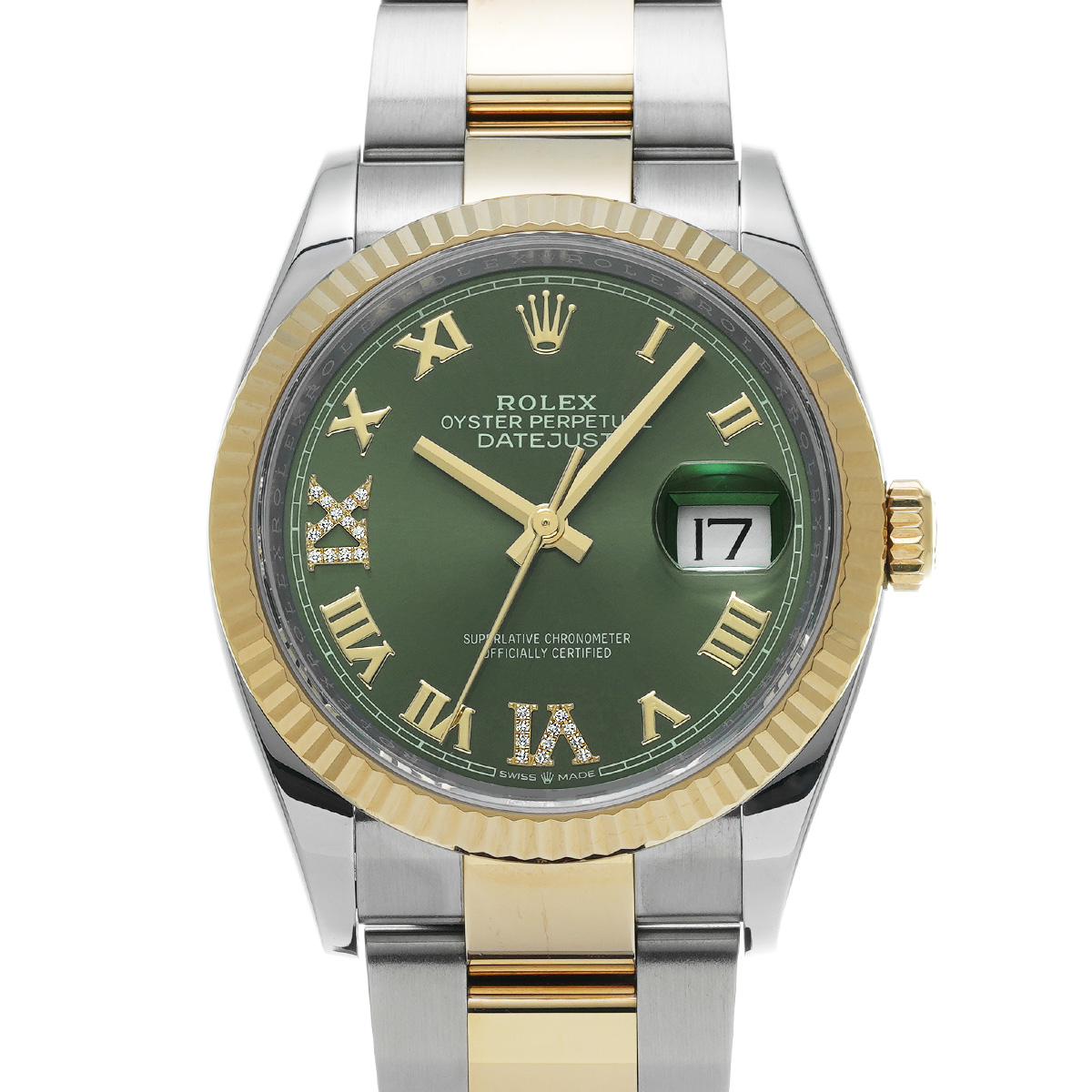 ロレックス デイトジャスト 36 126233G オリーブグリーン/ダイヤモンド メンズ 時計 【中古】【wristwatch】