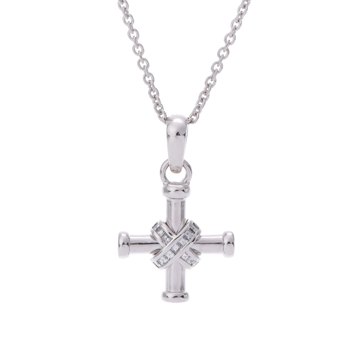 ブルガリ パッソドッピオ クロス ネックレス K18ホワイトゴールド WG