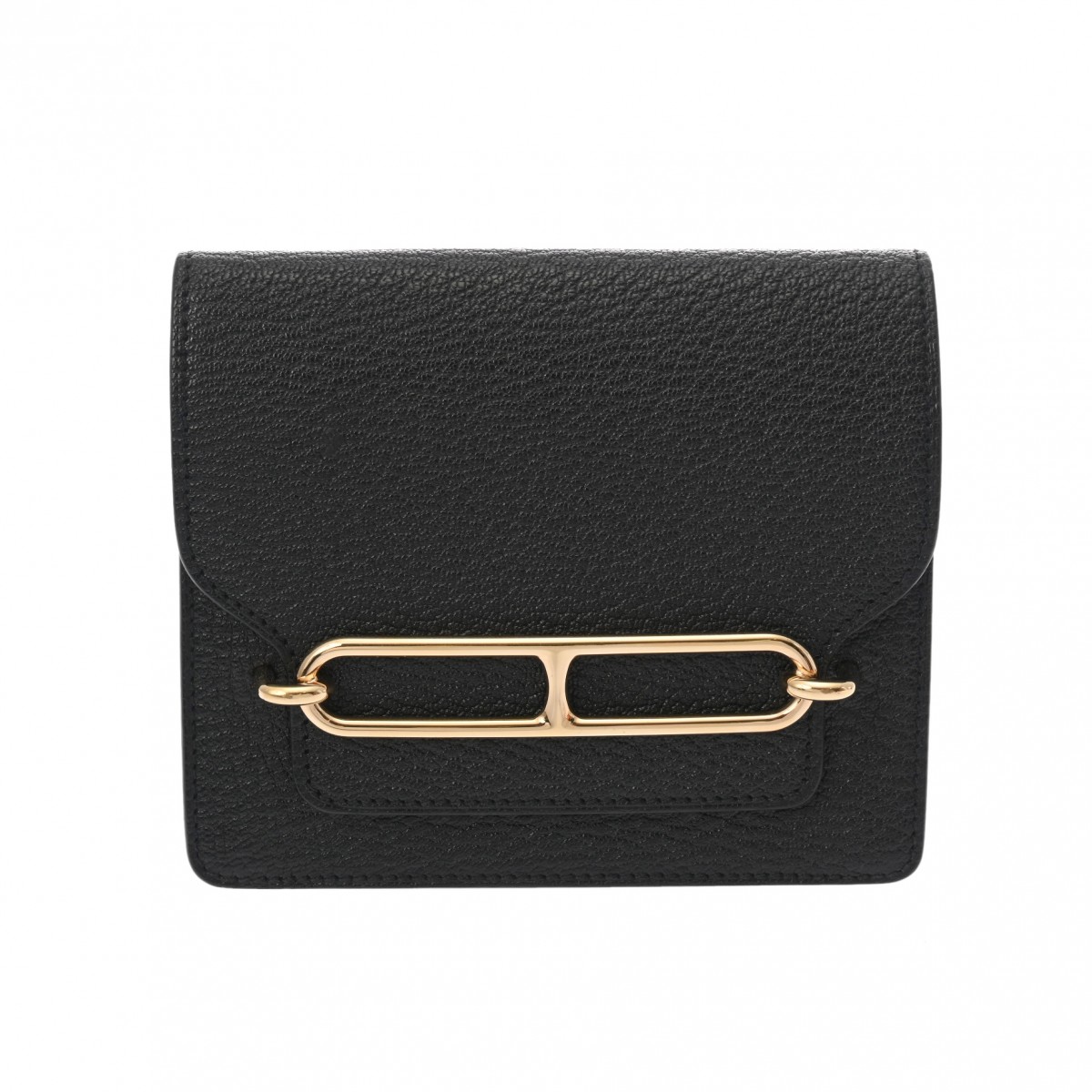 エルメス ルリ スリム ウォレット ブラック シェーブル ユニセックス 財布 【中古】【purse】