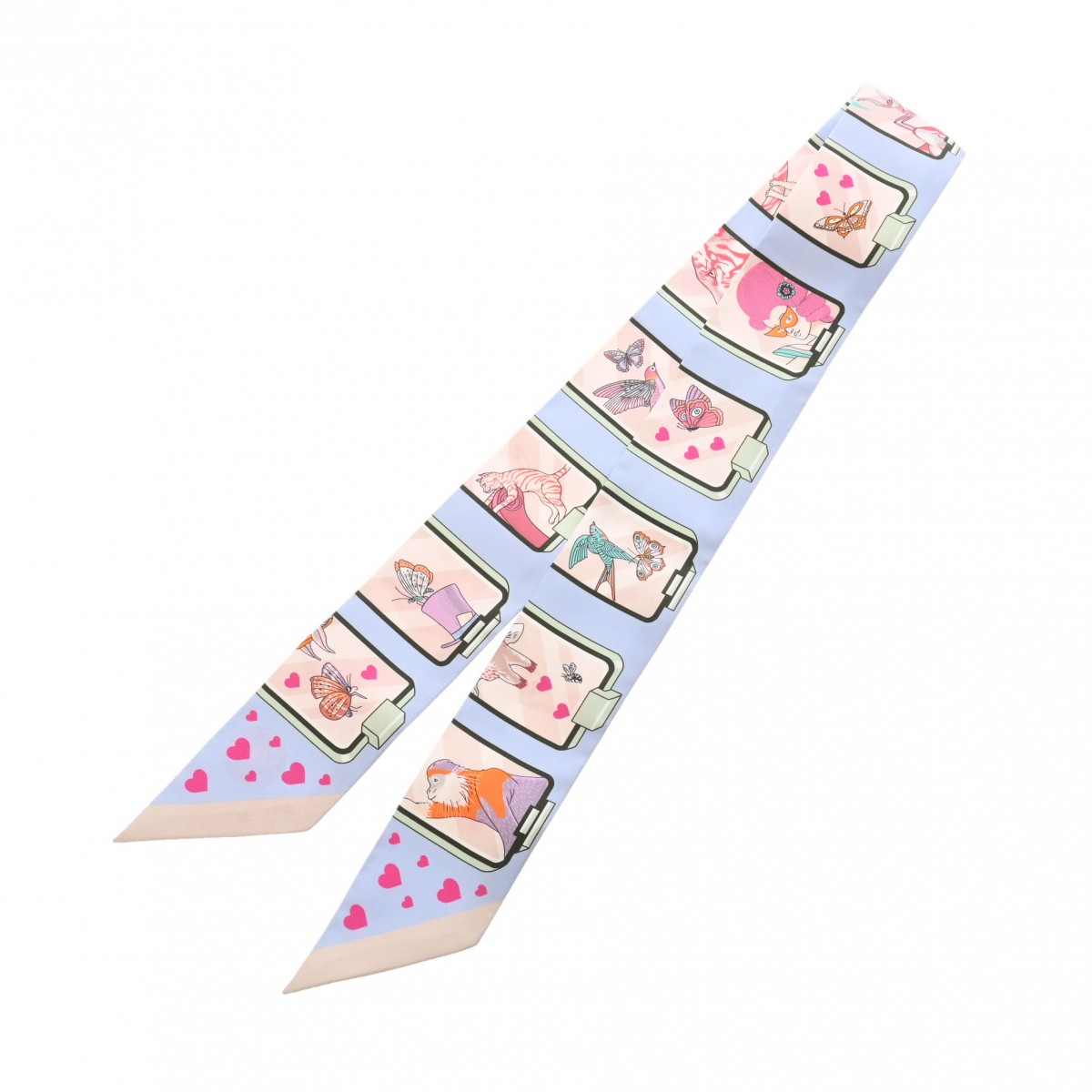 ま*ん様 エルメスツイリー　シルク製マルチカラー84x5cm エルメス ツイリー HERMES STORY マルチカラー シルク100