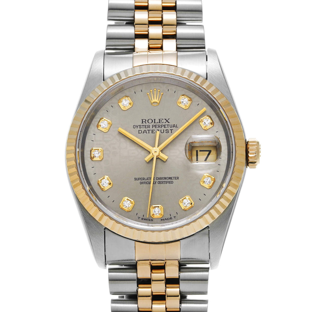 ロレックス デイトジャスト 16233G グレーコンピュータ/ダイヤモンド メンズ 時計 【中古】【wristwatch】