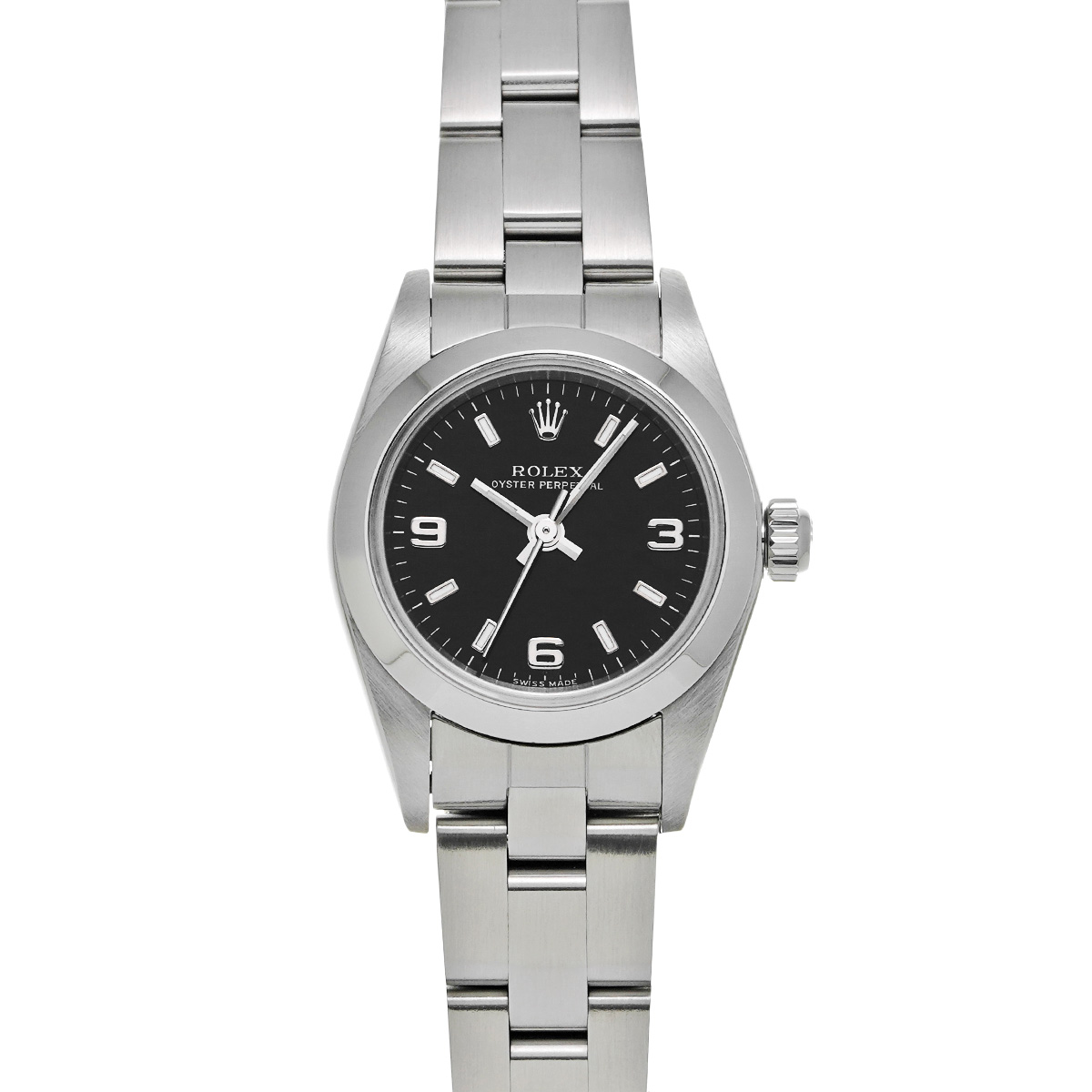 ロレックス オイスターパーペチュアル 76080 ブラック レディース 時計 【中古】【wristwatch】