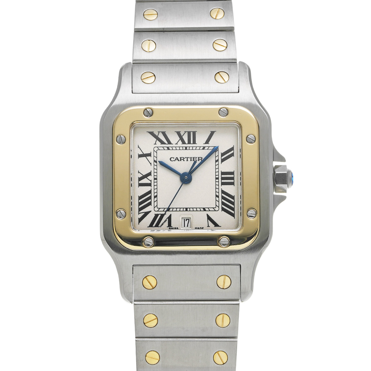 【証明書付】カルティエ　サントス　ガルべ　SM クォーツ　クリーナーセット付 証明書付】カルティエ サントス ガルべ SM クォーツ クリーナー