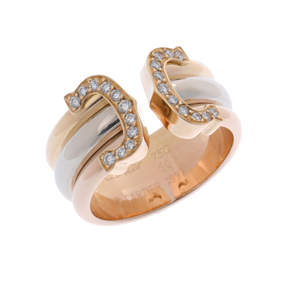 カルティエ 2Cリング #50 ゴールド K18イエローゴールド YG/K18ピンク