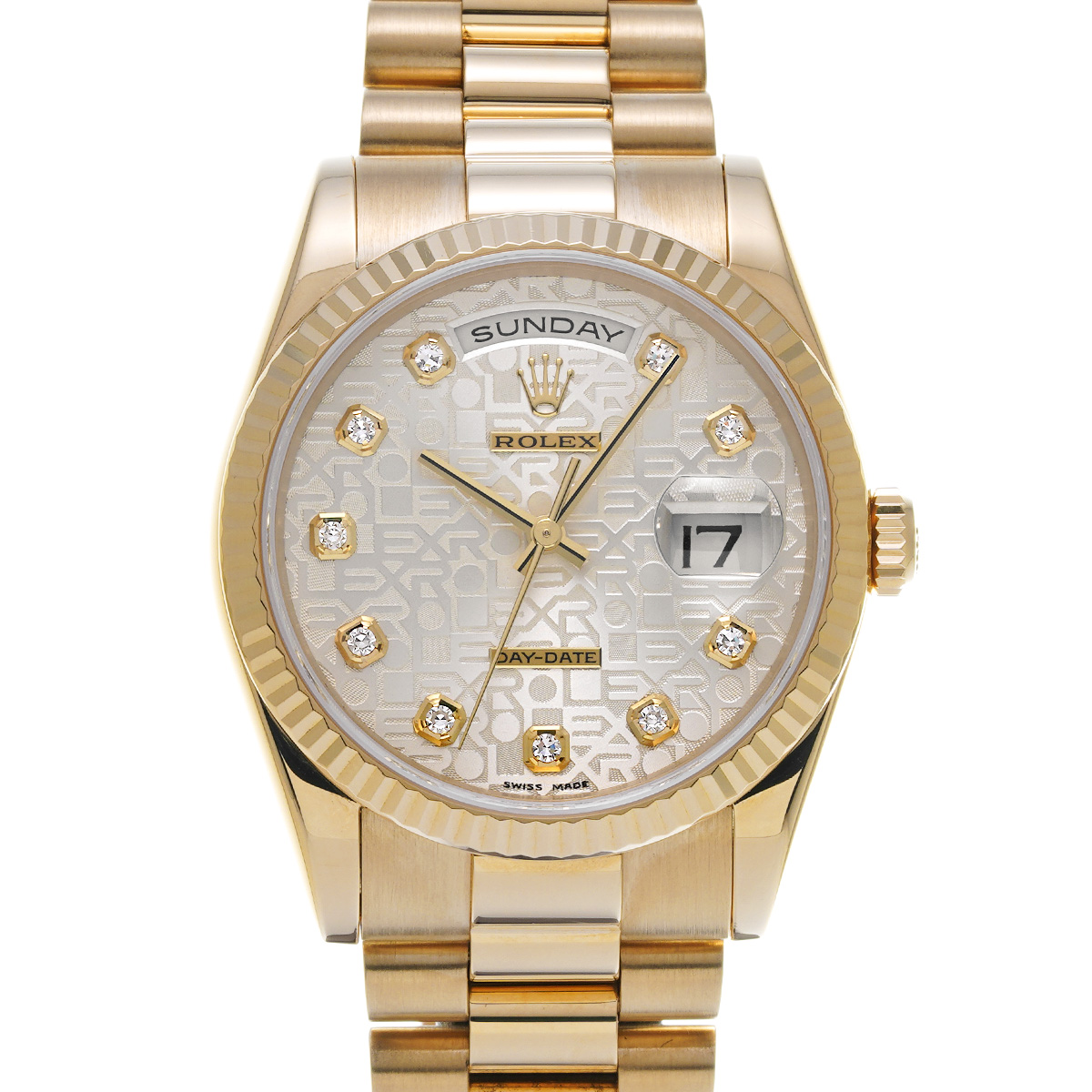 ロレックス デイデイト 118238G シルバーコンピュータ/ダイヤモンド メンズ 時計 【中古】【wristwatch】