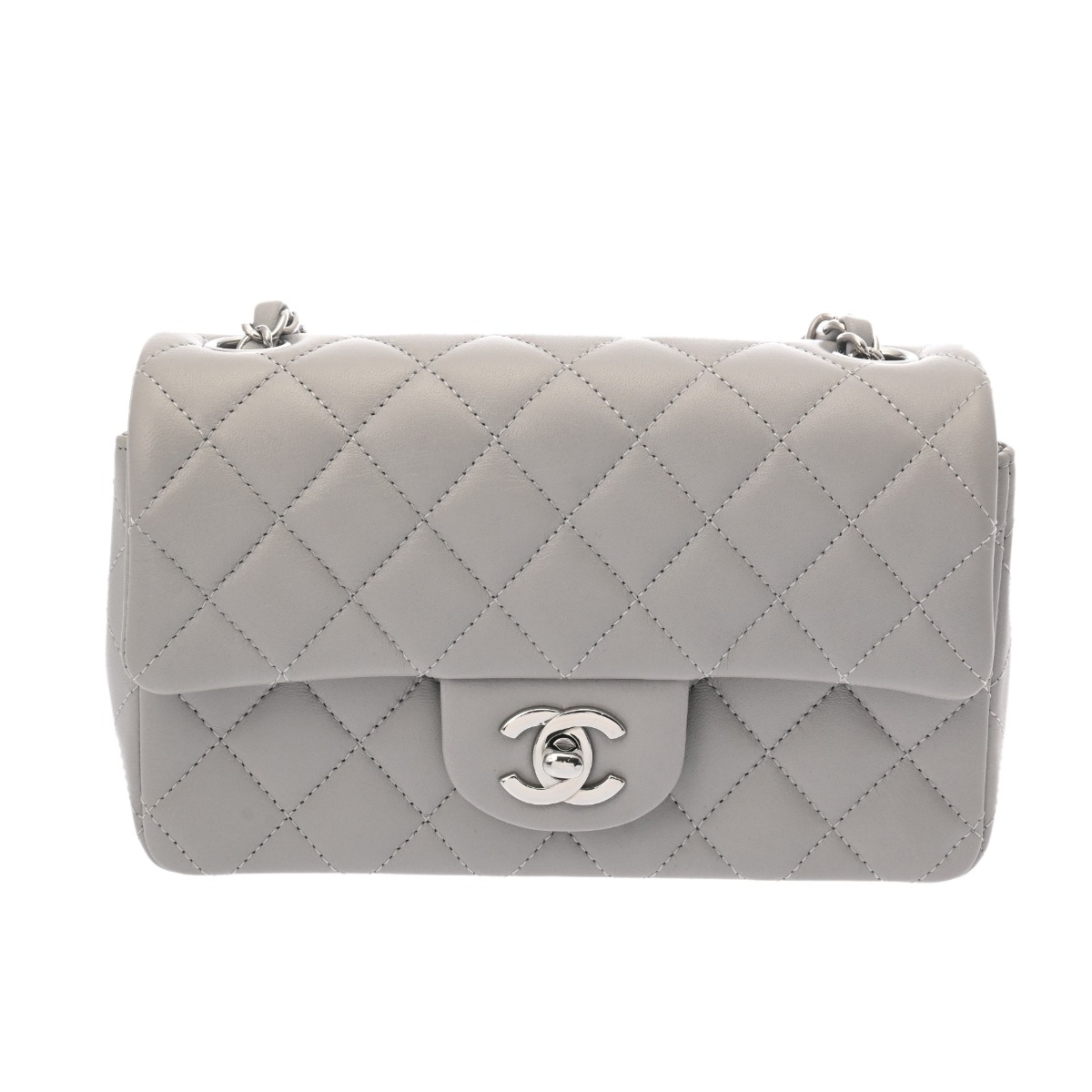 シャネル マトラッセ ミニ クラシック ハンドバッグ 20cm グレー