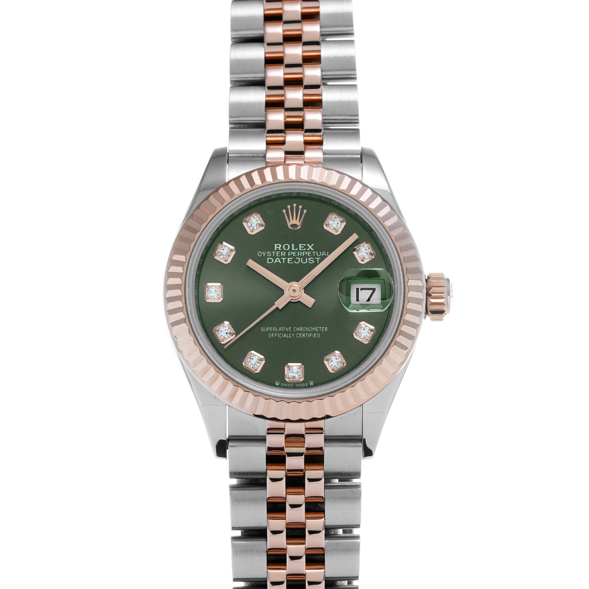 ロレックス レディ デイトジャスト 28 279171G オリーブグリーン/ダイヤモンド レディース 時計 【中古】【wristwatch】