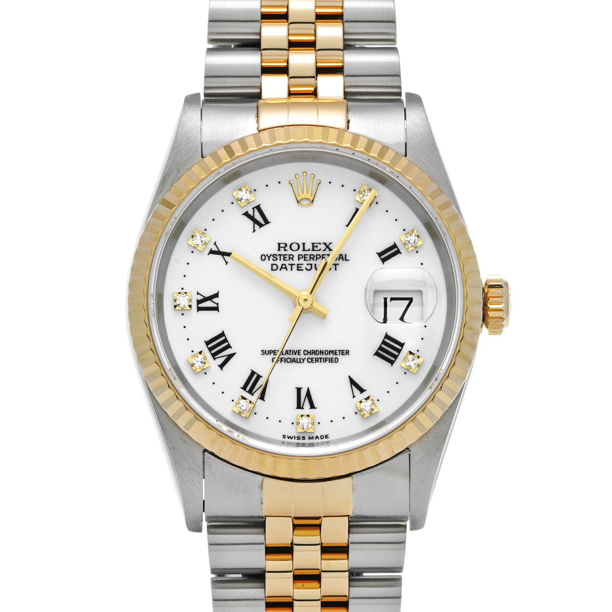 ロレックス デイトジャスト 16233G ホワイト/ダイヤモンド メンズ 時計 【中古】【wristwatch】