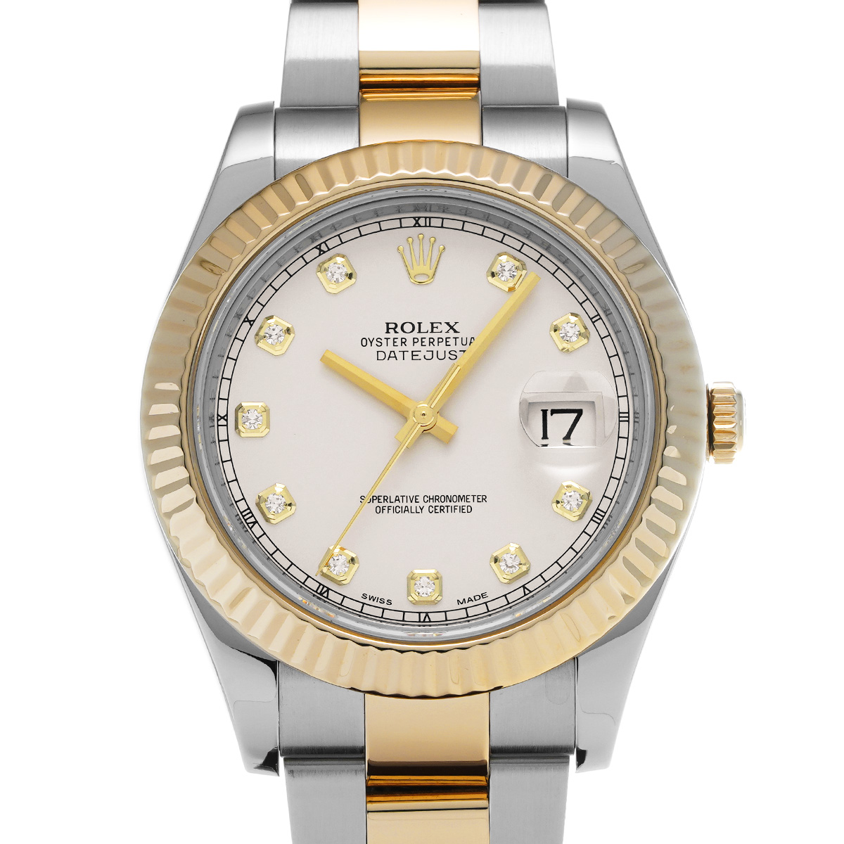 ロレックス デイトジャストII 116333G アイボリー/ダイヤモンド メンズ 時計 【中古】【wristwatch】