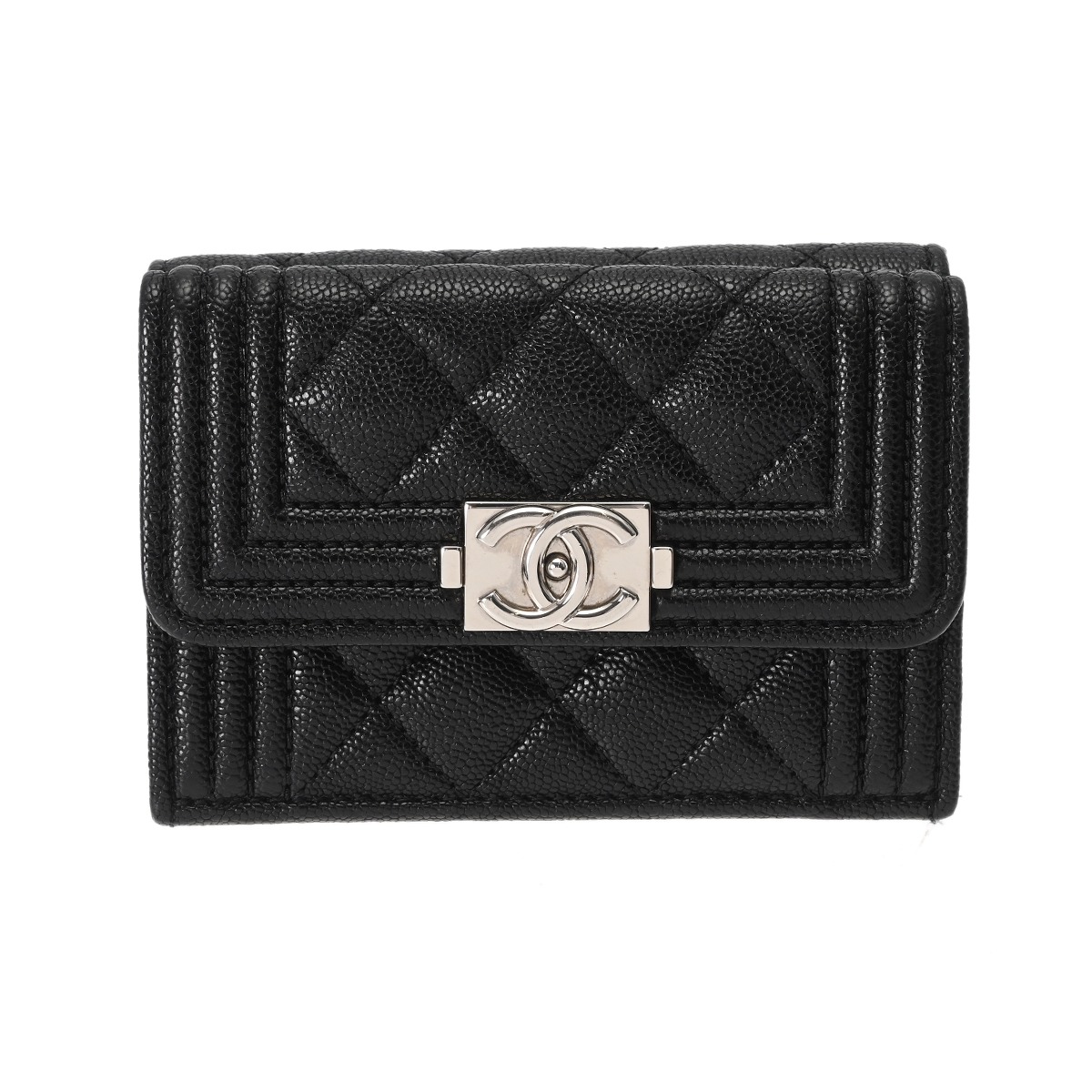 【美品】CHANEL シャネル ボーイシャネル フラップ 二つ折り財布 シャネル ボーイシャネル スモール フラップ ウォレット ブラック