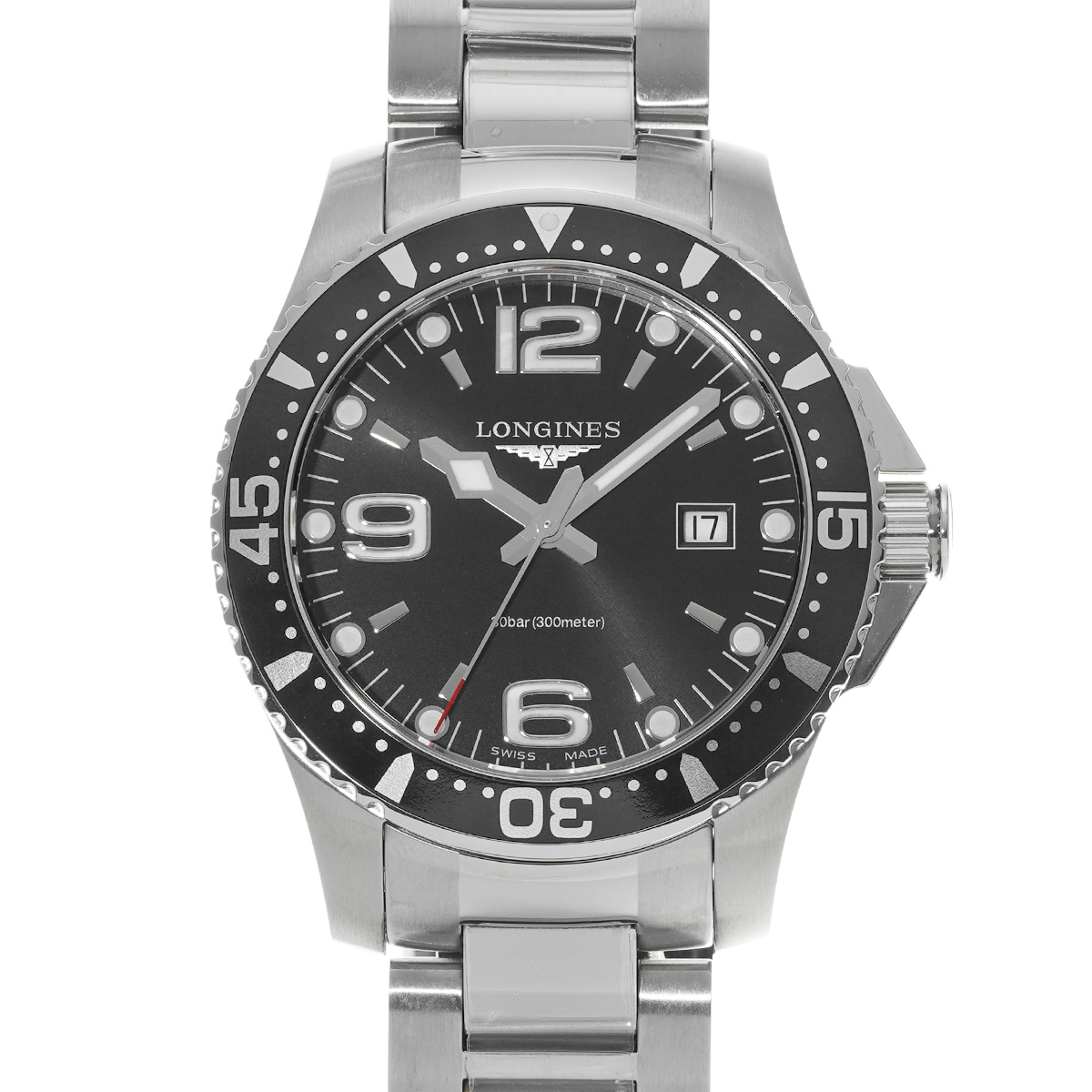 ロンジン ハイドロ コンクエスト L3.730.4.56.6 ブラック メンズ 時計 【中古】【wristwatch】