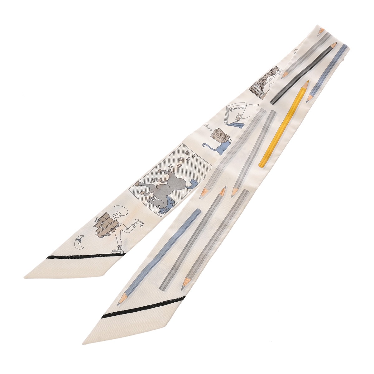 エルメス ツイリー A VOS CRAYONS ホワイト系マルチカラー