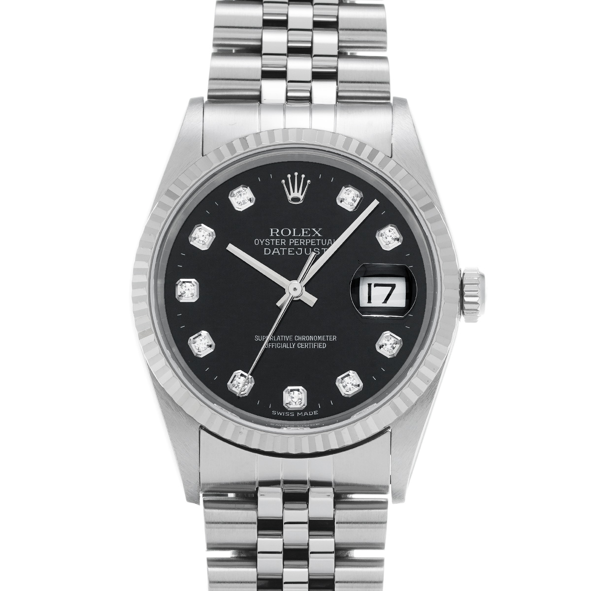 ロレックス デイトジャスト 16234G ブラック/ダイヤモンド メンズ 時計 【中古】【wristwatch】