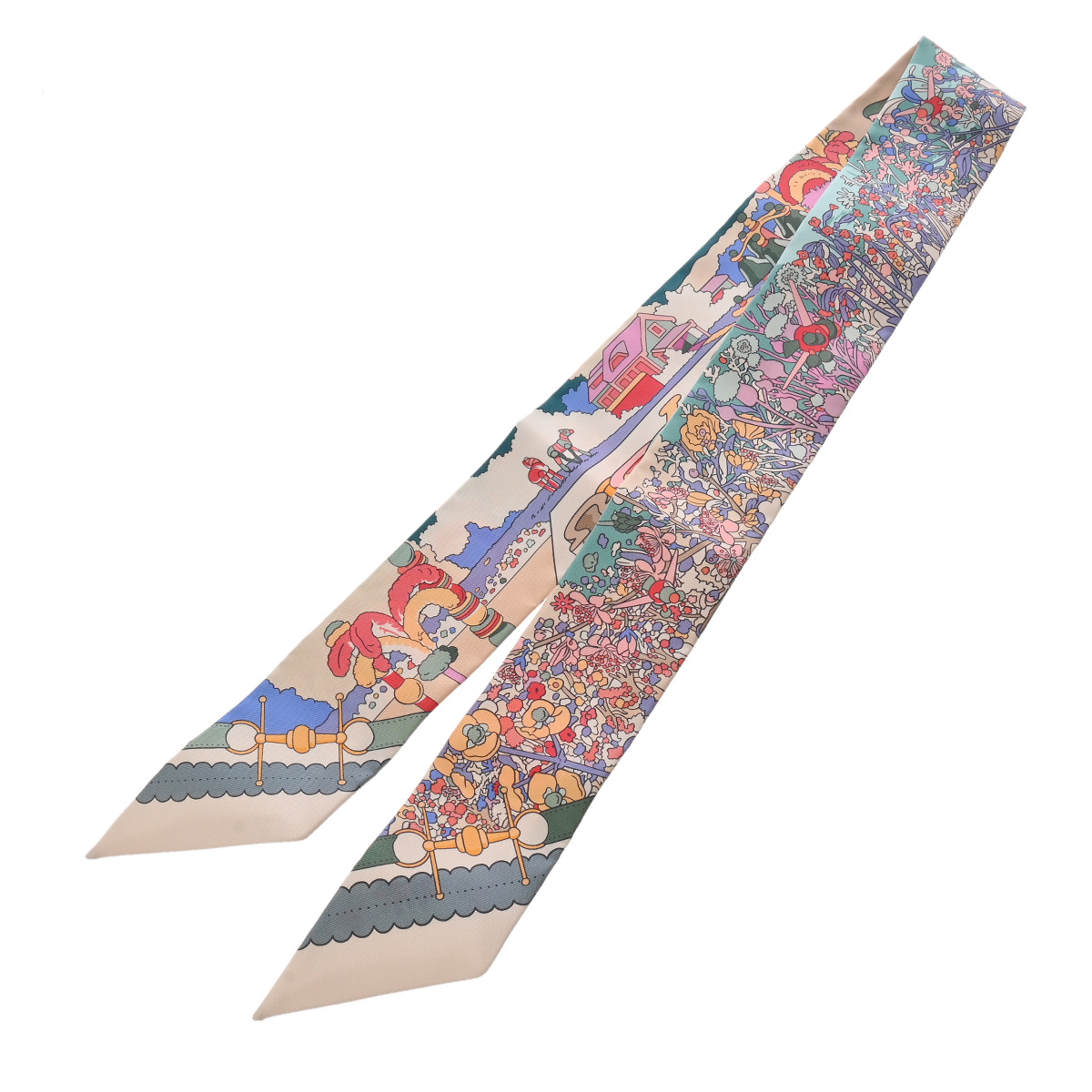 エルメス ツイリー PONY PIT STOP マルチカラー 064207S シルク