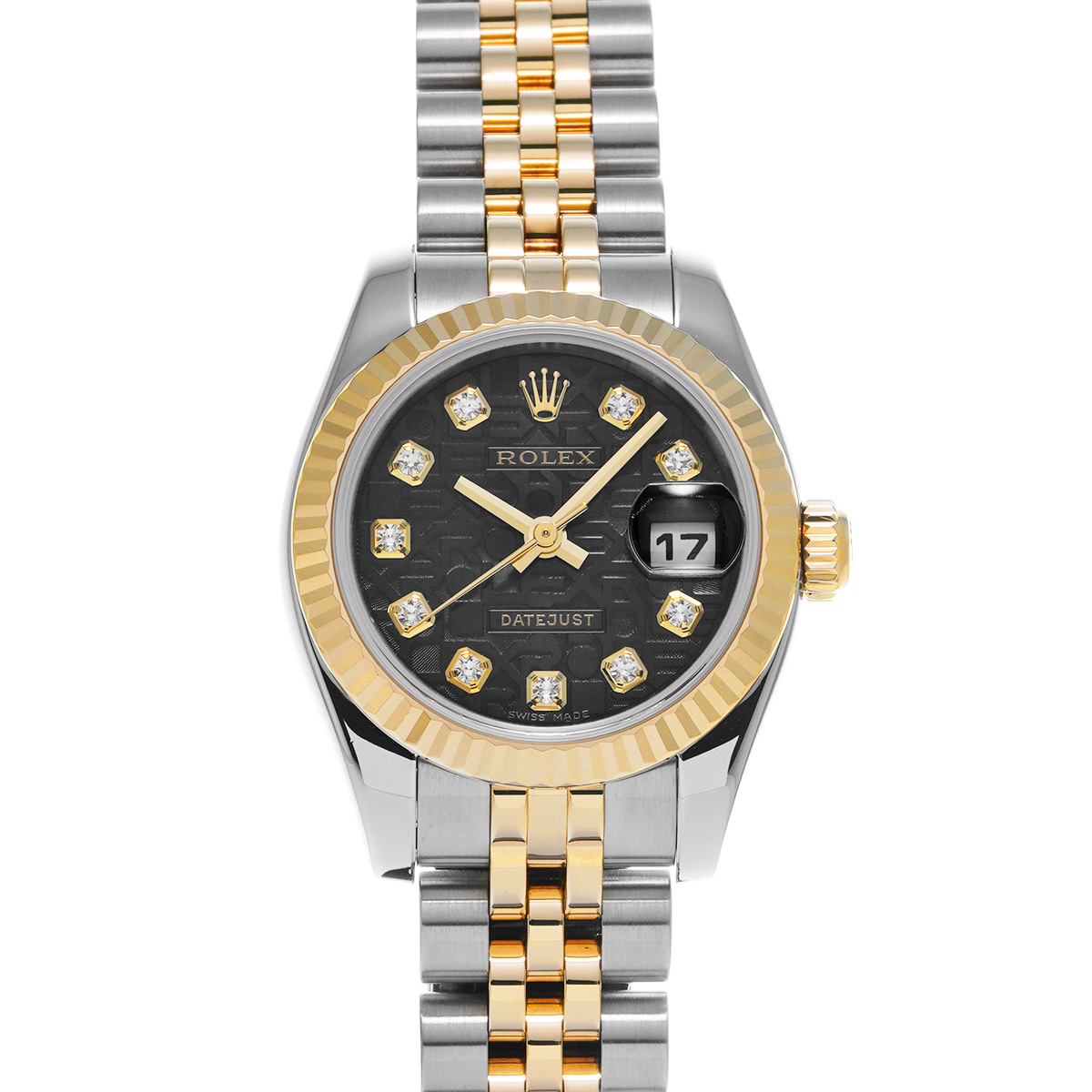 ロレックス デイトジャスト 179173G ブラックコンピュータ/ダイヤモンド レディース 時計 【中古】【wristwatch】