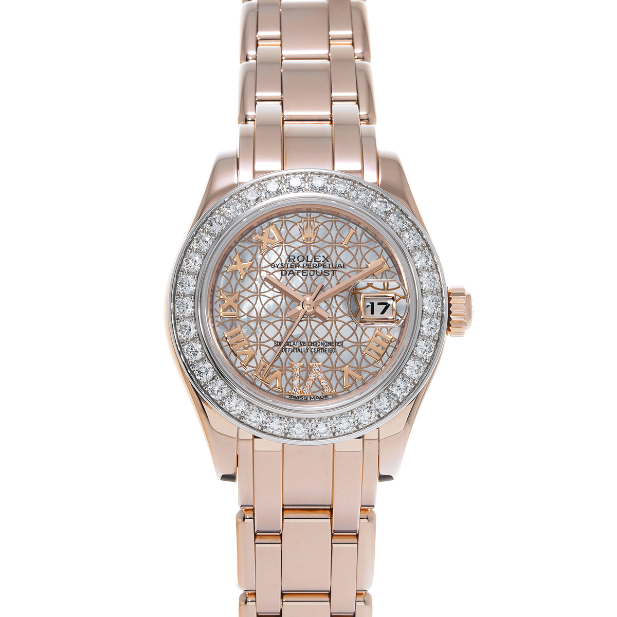 ロレックス デイトジャスト パールマスター 29 80285NR ホワイトシェル/ロータスフラワー/ダイヤモンド レディース 時計 【中古】【wristwatch】